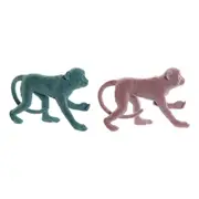 Decorative Figure Dkd Home Decor Green Pink Resin Flocked Monkey Tropical 31 x 9.5 x 19 Cm