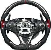 Customized Carbon Fiber Steering Wheel Compatible With Acura TLX 2015 2016 2017 2018 2019 2020 Black Perforated Leather(Style 1)
