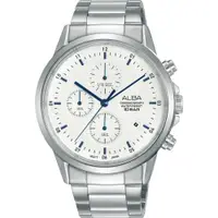 在飛比找蝦皮商城優惠-ALBA 雅柏 男錶 簡約時尚三眼計時不鏽鋼手錶-銀藍42m