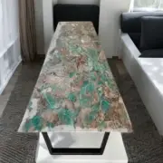 48"x24" Amazonite Stone Dining Table, Agate Coffee Table Kitchen