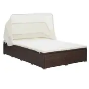 2-Person Outdoor Daybed Garden Patio Sun Lounge Bed Lounger Sofa Canopy Rattan