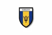 PATCH PATCHES EMBLEM IRON ON GLUE PRINT FLAG world crest barbados