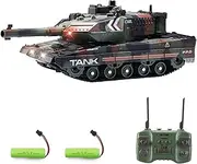 Hitish RC Tank That Shoots for Kids Adults, 2.4G Remote Control Army Tank Toys with Auto Demo Sound Light Smoke, 13 Channel Military Vehicles Model for Boys, Army Green
