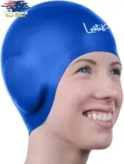 Swim Cap with Ear Protection - Silicone Waterproof Cap for Long or Short Hair