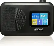 Groov-e Berlin Bluetooth DAB/FM Digital Radio Alarm Clocks Bedside Mains Powered | Battery Clock Radio | DAB Clock Radios for Bedroom | 3.5mm Headphone Input - Black