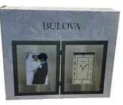 Bulova Picture Frame Clock B1234 Hinged Wood Case Espresso Brown Bulova Clock
