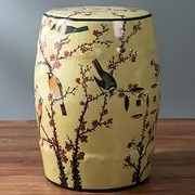 PA-DABAOO Decorative Ceramic Garden Stool, Glazed Hollow Flower and Bird Dressing Stool, Home Creative Dressing Stool, Suitable for Outdoor Garden, Living Room, Terrace, Etc.,G