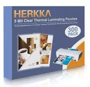 HERKKA 300 Pack Laminating Sheets, Holds 8.5 x 11 Inch Sheets, 5 Mil Clear Th...