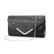 Shiny Sequin Envelope Clutch - Glitter Evening Bag with Chain for Hei-pinghua