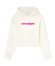 Palm Angels Logo Embroidered Drop Shoulder Hoodie S,XS,L beige white