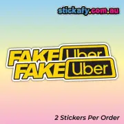 Fake Ub*er Sticker (x2) | Vinyl Car Decal Funny Aussie Meme Adult War