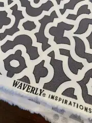 4 YARDS Waverly Fabric CHARCOAL GRAY & White Batik Classic Upholstery Weight