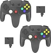 TOOPONE N64 Controller 2 Pack Wireless N64 Console Controller 2.4G Wireless Vibratory Feedback Gamepad Joystick for Controller N64 Controller