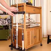 MegLob Rolling Fishing Rod Storage Station, Mobile Floorstandin Fishing Rod Rack, Large Capacity Vertical Fish Pole Garage Storage Holder, Dexule Fishing Gear Equipment Organizer Display Rack