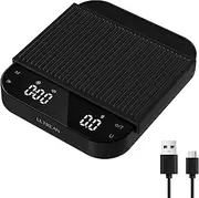 [Ultrean] Coffee Scale with Timer, 3kg/0.1g High Precision Drip Espresso Scale with Auto Tare, Rechargeable Kitchen Food Scale with Digital LED, Touch Sensor and Silicone Cover, 6 Units, Black
