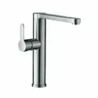 Sink Mixer Round Body Straight Spout Brushed Steel for Kitchen Laundry