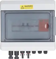 PV Combiner Box, DC1000V Solar Combiner 2 in 1 Out, 15A Fuse 32A Circuit Breaker, Waterproof Distribution Box for Solar System
