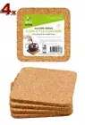4 x Square Cork Coasters Hot Mat Pad Heat Resistant Protector Trivet Placemat