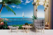 3D Mediterranean Seascape Wallpaper Wall Mural Self-adhesive Removeable 54