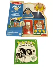 Melissa & Doug First Shapes Jumbo Peg Wooden Puzzle Chunky Wood Shapes 5 Pieces