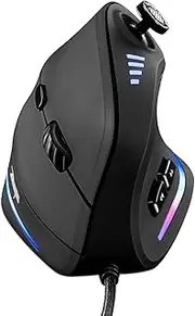 Gaming Mouse with 5 D Rocker, TRELC Ergonomic Mouse with 10000 DPI/11 Programmable Buttons, RGB Vertical Gaming Mice Wired for PC/Laptop/E-Sports/Gamer (Black)