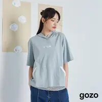 在飛比找momo購物網優惠-【gozo】gozo小房子配色口袋帽T(兩色)