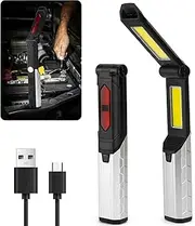 KoalaKraft Foldable LED Work Torch – 180° Adjustable Handheld Torch, USB Rechargeable Flashlight with COB Floodlight, 4 Light Modes, Magnetic Base & Hook, for Work, Camping, and Emergency