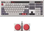 8Bitdo 108 Keys Retro Mechanical Keyboard Bluetooth/2.4G/USB-C, Hot Swappable, Dual Super Programmable Buttons, Volume knob for Windows and Android - N Edition
