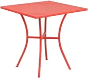 [Flash Furniture] Oia Commercial Grade 28" Square Coral Indoor-Outdoor Steel Patio Table