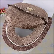 LVNPNGVFAC 2 Pieces/Lot European Style Printed Toilet Cover Waterproof Toilet Seat Cushion Universal Velvet Toilet Mat Set(Color 3-1 Set)