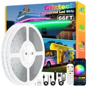 Gliztech Boat Lights Led Waterproof 66FT 12V RGB Marine LED Strip Exterior IP...