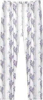 [Joisal] Lavender Stripes Legging for Girls, Flexible for Jazz Leggings for Girls Dance, 4-10T