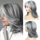 Hair Extension Ombre Layered Wigs with Bangs Highlight Ladies Mommy Wigs Daily