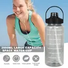 Sports Water Bottle 2L,Water Bottle Motivational Time Markings & Straw BPA FREE