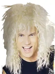 Halloween Men's Rock Star Long Blonde Crimped Wig