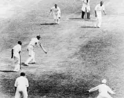 Englands Douglas Jardine edges a ball from Indias L Amar Singh p- Old Photo