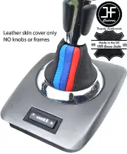 BLACK STITCH TRI STRIPES TOP GRAIN LEATHER SMG GEAR GAITER FITS BMW E46 98-05 (for: BMW)