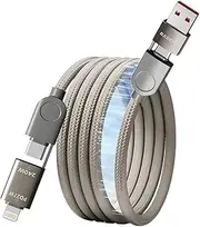 240W Magnetic USB C Cable [Automatic Coiled], 4-in-1 Multi Charging Cable (1.2M), USB A/C to C/L, Fast Charger for iPhone 16/15/14 Pro Max, MacBook, iPad, Samsung S24 & More