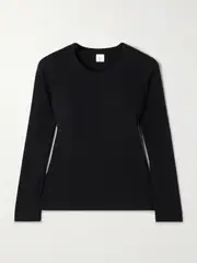 [LESET] LESET - Kelly Ribbed Stretch-cotton Jersey Top - Black - small small Black