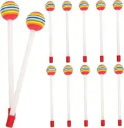 UPKOCH 12pcs Lollipop Drumsticks Comfortable Grip Drum Mallets for Durable Stage Percussion Instrument Suitable for Young Drummers and Beginners Soft Rounded Tip for Scratch