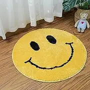 Ohocut Cute Smiley Face Rug, Round Rug for Bathroom, Bathtub, Bedroom, Cute Happy Face Bath Mat, Bathroom Rugs, Machine Washable, Non-Slip, Absorbent, Preppy Aesthetic Room Decor, 24 in
