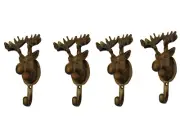 Metal Wall Mount Decorative Hook Moose Head Coat Hooks Lot of 4 a/u.