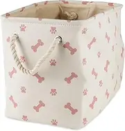 [Bone Dry] DII Small Rectangle Pet Toy and Accessory Storage Bin, 14x8x9", Collapsible Organizer Storage Basket for Home Décor, Pet Toy, Blankets, Leashes and Food-Rose Pink Bone