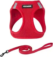 Voyager Step-in Air Cat Leash Harness Set - All Weather Mesh, Step in Vest Harness for Small and Large Cats by Best Pet Supplies - Red, M (Chest 15-17")