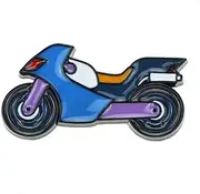 Cartoon Motorcycle Pin Badge, One Size, Metal