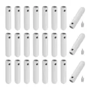 24Pcs Shoelace Tips with Screw, Alloy 25mm Aglets End Tip, White