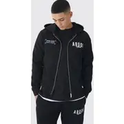 Mens Black Zip Through Abode Hoodie
