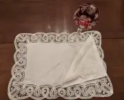 Fabulous Vintage Linen Battenburg Lace Placemats & Napkins Set of 8 NOS