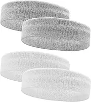 IMAGERIO 4 Pack Sweatbands Sports Headband for Men and Women, Moisture Wicking Athletic Workout Headband for Running, Tennis, Basketball, Yoga, Gym Stretchy Unisex Sweatband