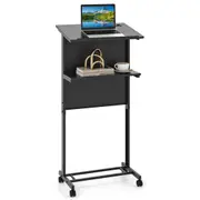 Giantex Mobile Laptop Desk Height Adjustable Podium Stand w/Tilted Tabletop Lectern Table Black